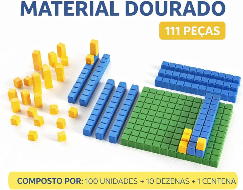 Material Dourado em plástico Encaixavél com 111 peças.