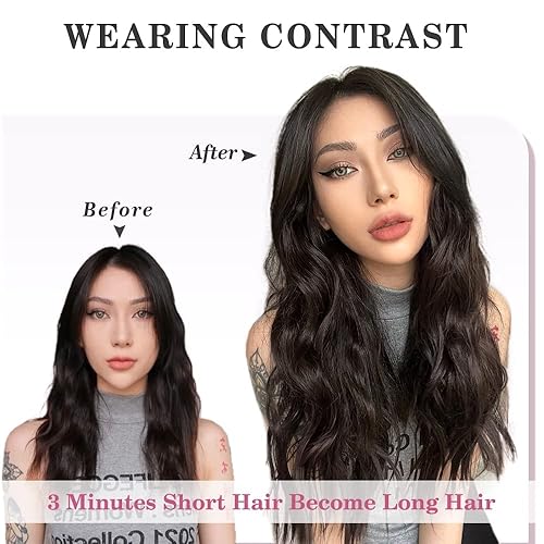 Miniatura 4 de AISI BEAUTY Extensiones de cabello con pinzas, 4 piezas de 20 pulgadas, largo, ondulado, sintético, grueso, extensiones de cabello natural para