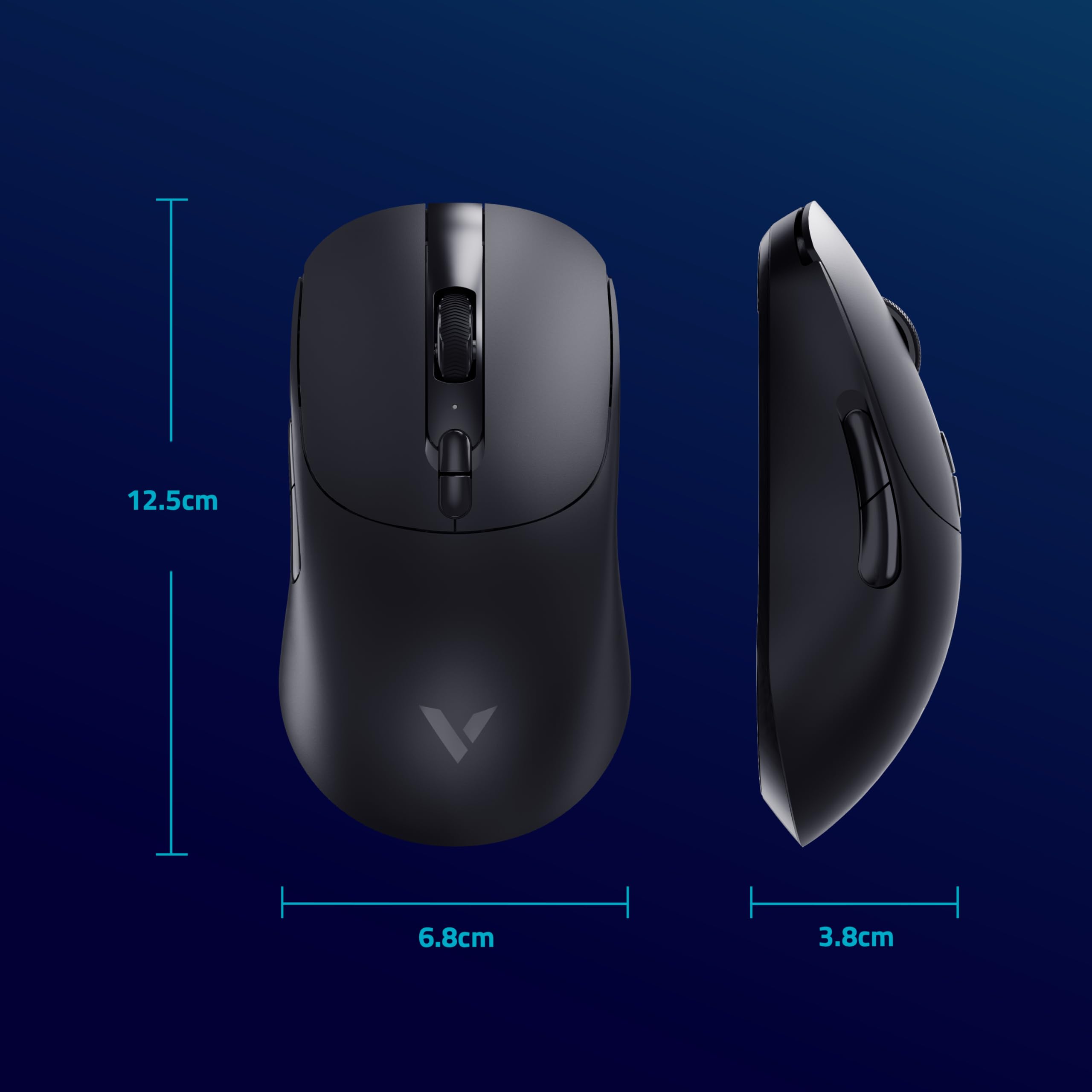 Rapoo V200PRO Souris de Jeu sans Fil Haute Performance 2,4 GHz avec capteur Optique 26000 DPI Accélération 50 G, 650 IPS, jusqu'à 160 h d'autonomie, PC/Mac - Noir