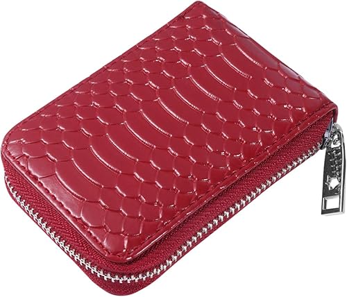 KESYOO - Organizador de tarjetas de crédito con cierre de cremallera para tarjetas de crédito, color negro, Tarjetero, Burdeos