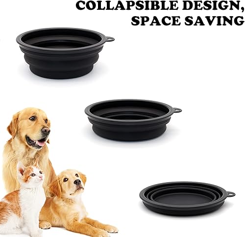 Miniatura 2 de COLLAPSIBLE Paquete de 2 cuencos de viaje para perros pequeños, cuencos plegables para agua para gatos, plato portátil para alimentación de mascotas