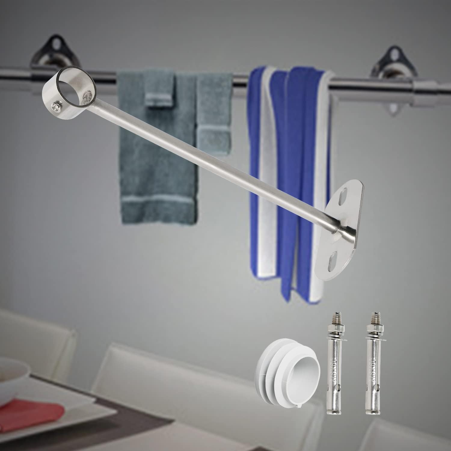 Aopin Stainless Steel Curtain Rod Brackets - 25mm / 1" Ceiling-Mount with Polished End Supports, 2 Pcs