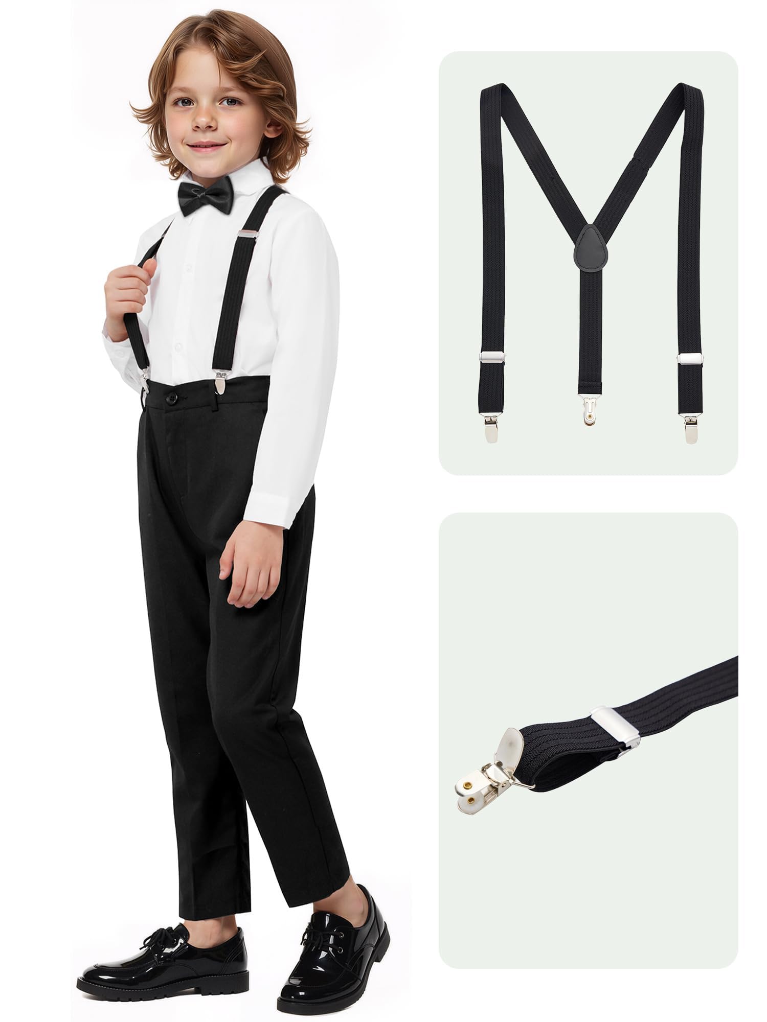 Jungen 5-teiliger Anzug Slim Fit Blazer Weste Hose Hosenträger Fliege Hochzeit
