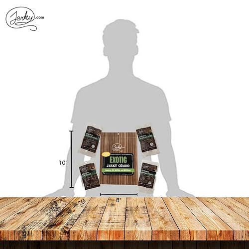 Miniatura 5 de Jerky.com 's Classic Exotic Jerky - Paquete a granel con 4 tipos de carne seca (Venison, Buffalo, jabalí y alce) - Bocadillo alto en proteínas,