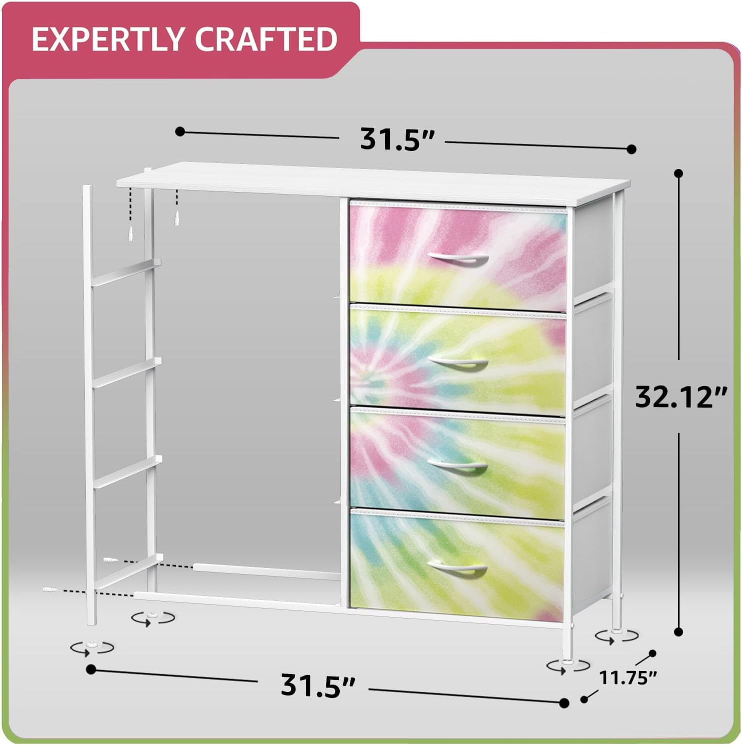 Sorbus Kids Dresser with 8 Drawers - Storage Unit Organizer Chest for Clothes - Bedroom, Kids Room, Nursery, & Closet (Tie-Dye, 31.5 x 12 x 32-8 Drawer)