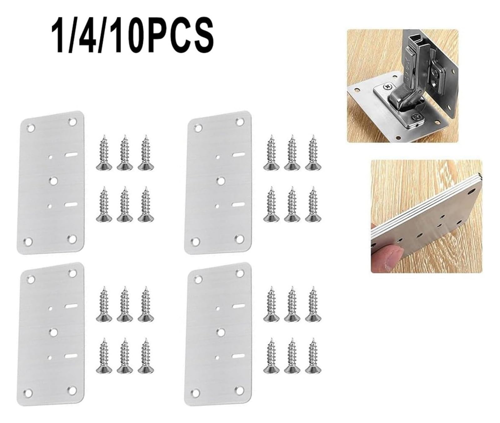 Płytka naprawcza zawiasów 1/4/10 szt. Płyta naprawcza zawiasów szafkowych mocująca zawiasy drzwi szafek panel naprawczy Sprzęt meblowy(10pcs Silver 3b)