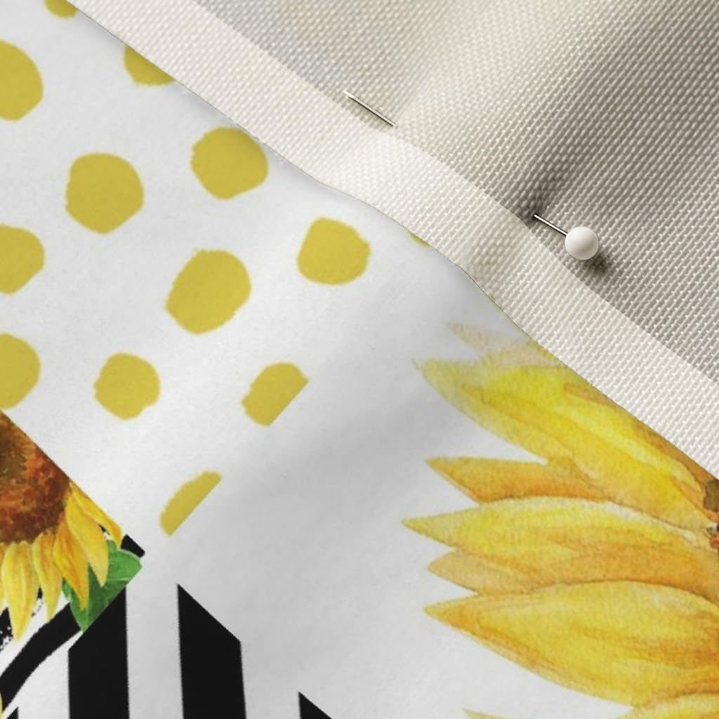 Spoonflower Fabric - Sunflower Sunflowers Quilt Cheater Flower Nursery Baby Girl Yellow Printed on Upholstery Velvet Fabric Fat Quarter - Upholstery Home Decor Bottomweight Apparel