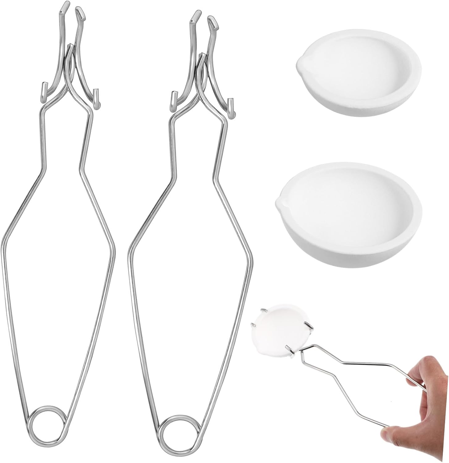 PERSELOSO 5sets Melting Crucibles Tongs for Jewelry Casting Metal Smelting Tools Includes Bowls and Bowl for Easy Pouring and Casting