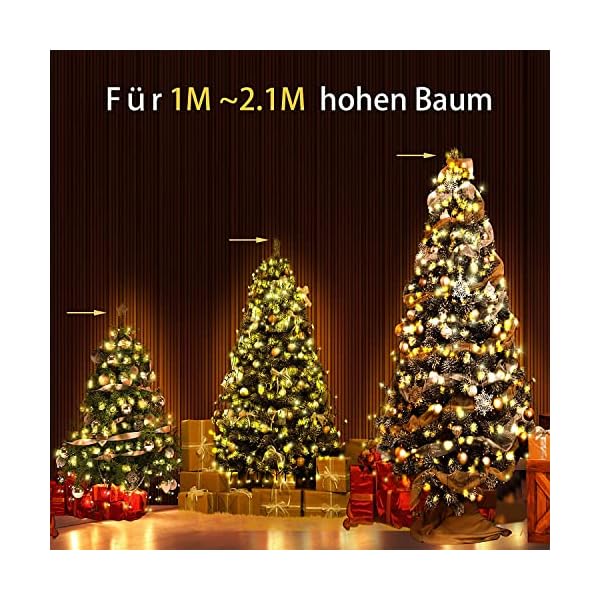 Lichterkette Weihnachtsbaum mit Ring, Christbaumbeleuchtung innen & außen mit 8 Stunden Timer Funktion und Transformator… – Bild 7