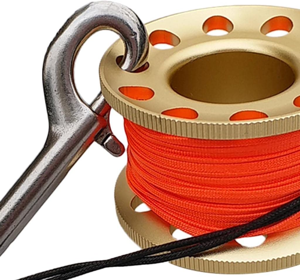 SMB Tube with Dive Reel Spool for Scuba Diving Activities, Golden