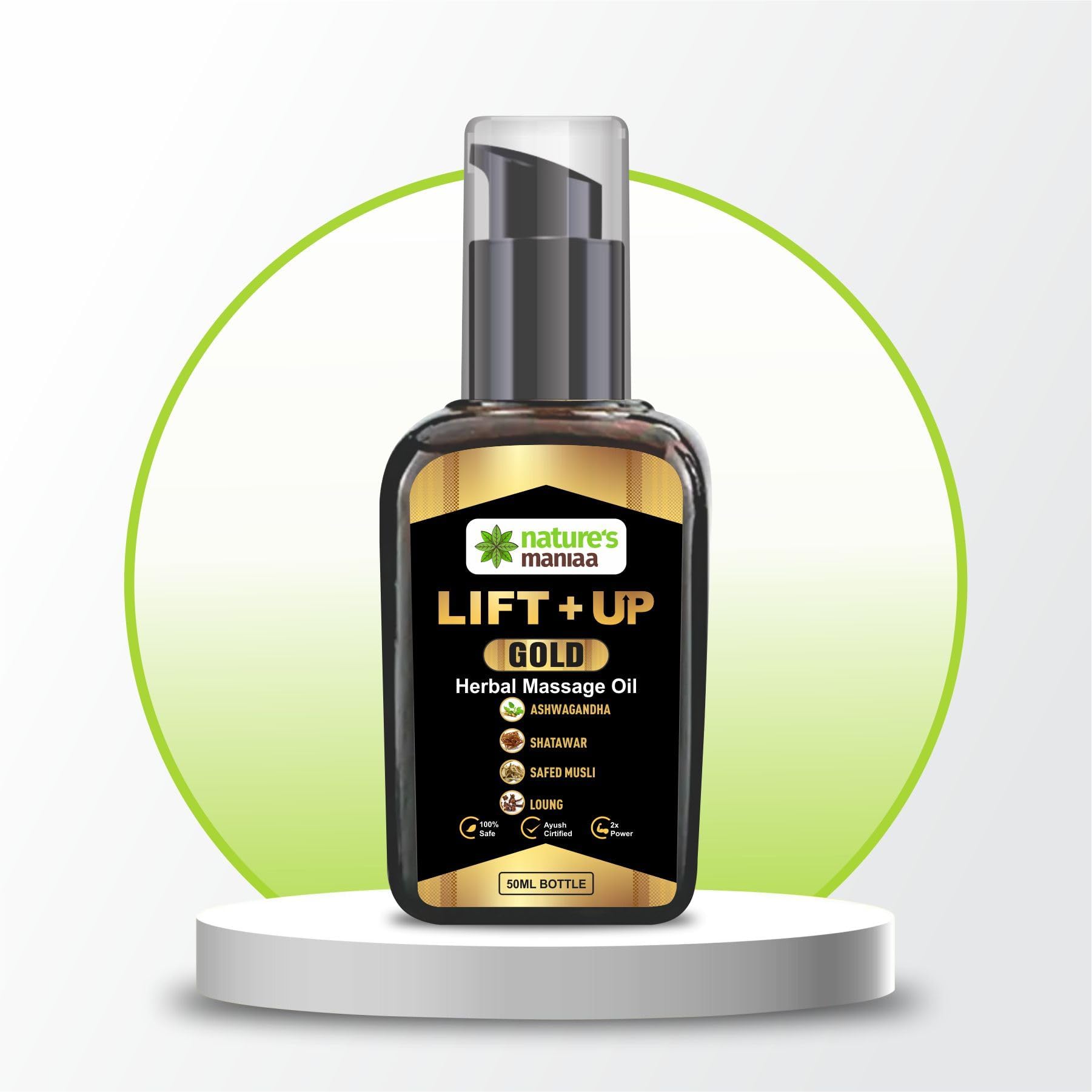 Nature’s Natural Pure Gold Lift's Up Herbal Massage Oil | Premium Care Oil | Plant-Based Ingredients | Lightweight & Non-Greasy | Daily Relaxation Massage | 50 ml