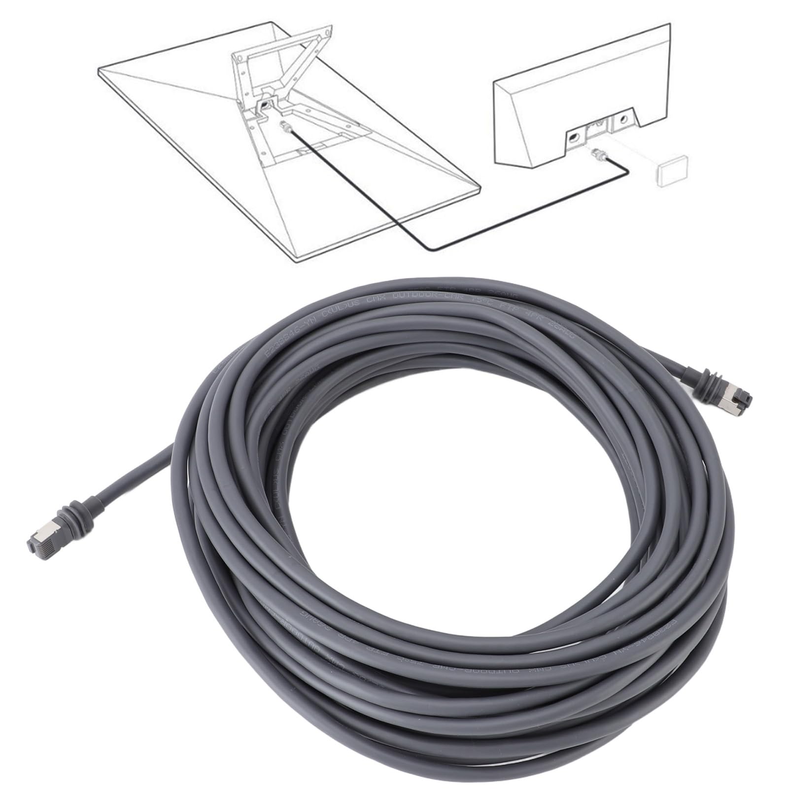 Greensen Cable Satelital Rectangular Resistente Al Agua con Clips para Cables, Conexión de Alta Velocidad de 1200 Mbps, Cable de Repuesto para Cable Satelital Rectangular (100