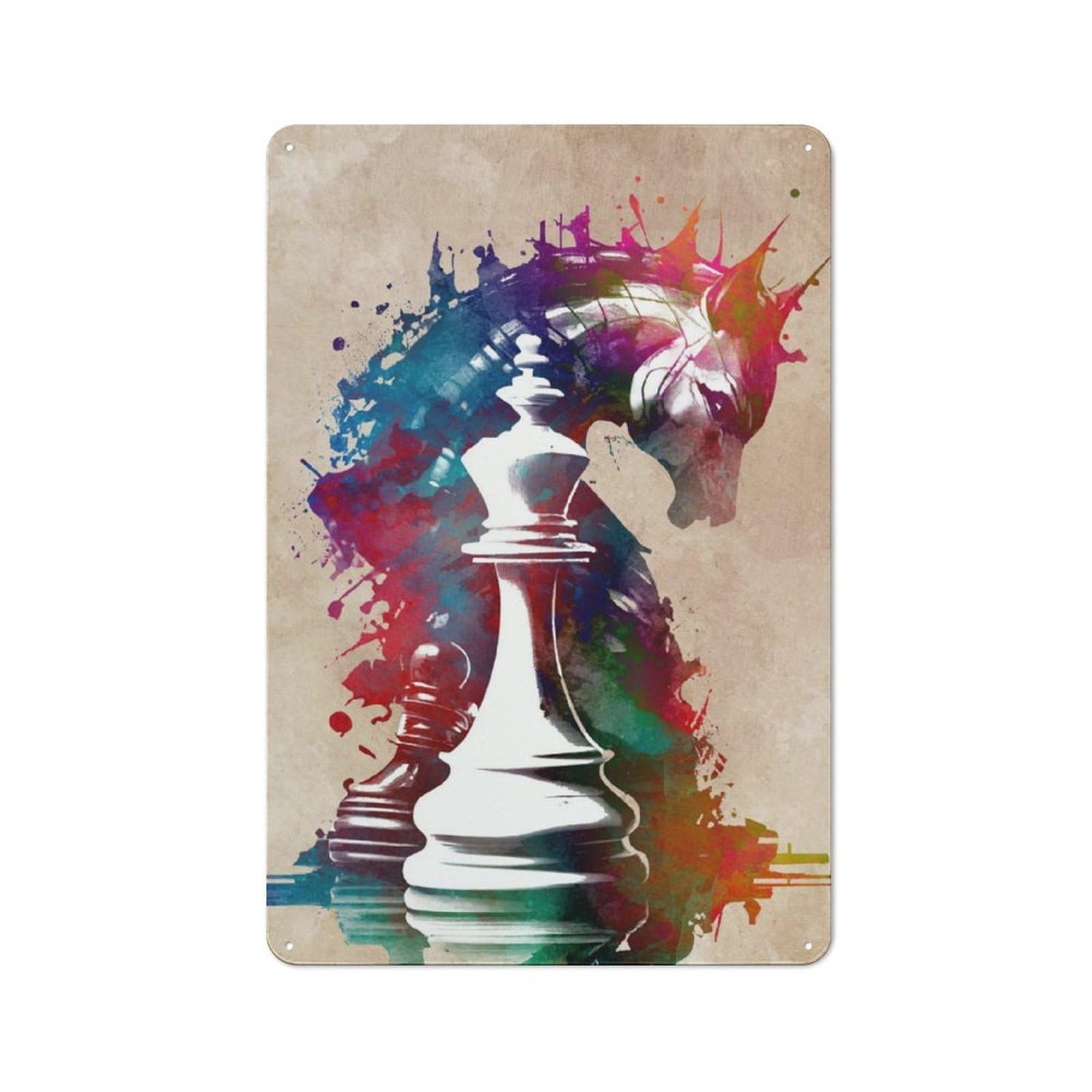 Junmoney Chess Sport Metal Wall Sign 30X20cm, Rustic Decor For Hallway Wall, For Metal Sign Collectors, For Garage And Workshop Walls