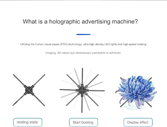 3D Hologram Fan, 70CM 3D Hologram Led Fan Projector, Holographic Fan Splicing Advertising, with Wifi+Bluetooth+Remote Control, Cool Display of Logo and Product, Easy To Move and Disassemble