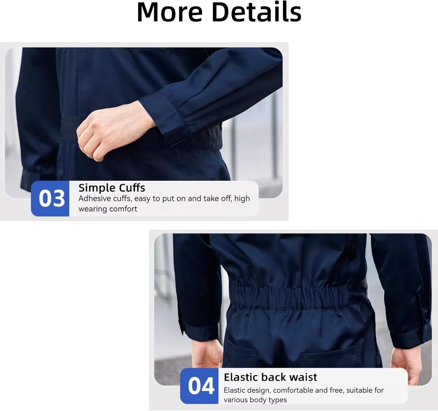 Maizoon Unisex Work Coveralls Polycotton Durable Jumpsuit Solid Color Stand Collar One-piece Overalls Boiler Suit with Zipper