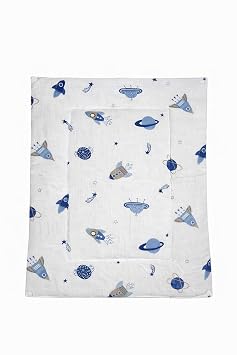 Hi Mom Baby Play Mat, Space Theme, 60x47 cm, Muslin Cotton, Rockets and Planets Print