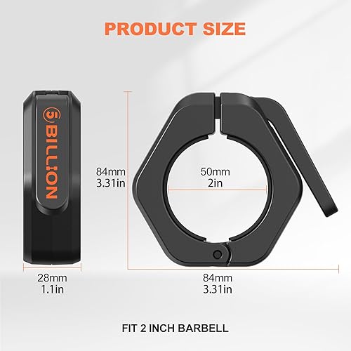 Miniatura 2 de Abrazaderas olímpicas de barra de 2 pulgadas (par) collares de barra para levantamiento de pesas seguro, clips de peso de liberación rápida para