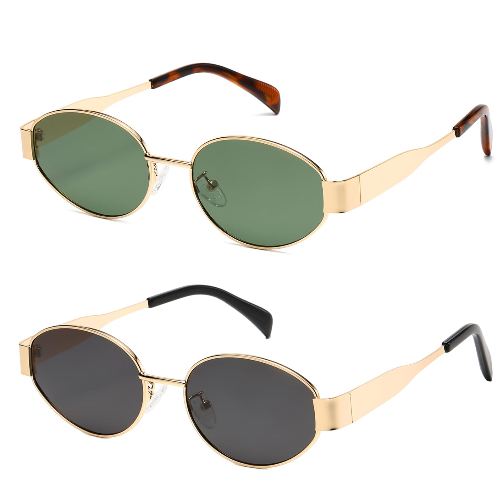 D Lolylad Retro Oval Sunglasses for Women Men - Trendy Polarized Sun Glasses Classic Metal Frame Shades