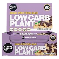 Body Science Low Carb Plant Peanut Choc High Protein Bar, 12 x 45 g