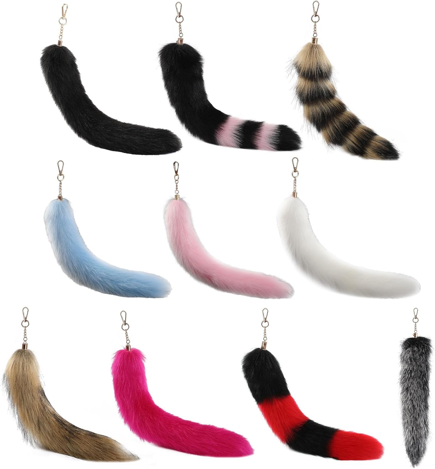 Faux Furs Foxes Tail Keychain Cosplays Toy Handbag Accessorie Bag Keyring Hook Pendant Charm Furs Car Keychain Gifts image 5