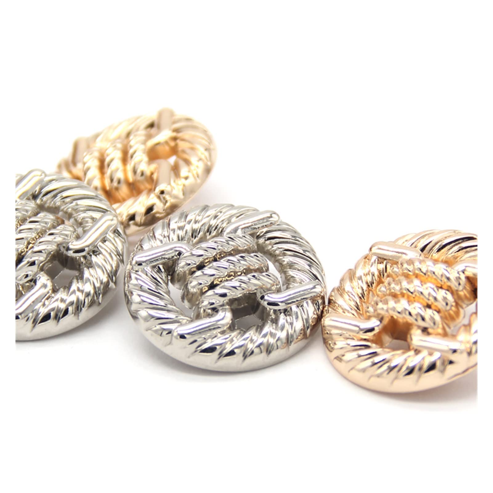 Lot De 5 Boutons Décoratifs En Métal Avec Corde Nouée Pour Vêtements Et Manteaux, Accessoires De Couture (doré, 18 Mm