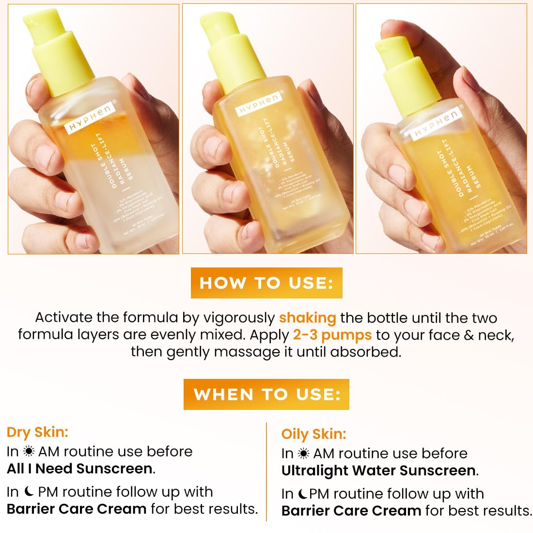 Hyphen 18% Brightening + 20% Collagen Face Serum | Double Serum with 11% Mandarin 5% Niacinamide 2% PGA & Bakuchiol | Brightening & Collagen Boost | Dark Spots & Melanin Reduction | All Skin Type-50ml - Image 8 thumbnail
