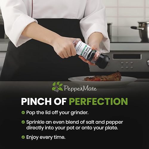 Vista 43 de PepperMate Condimento de sal marina con molinillo - Mezcla en recipiente de vidrio para frescura, especias gourmet de sal marina para barbacoa