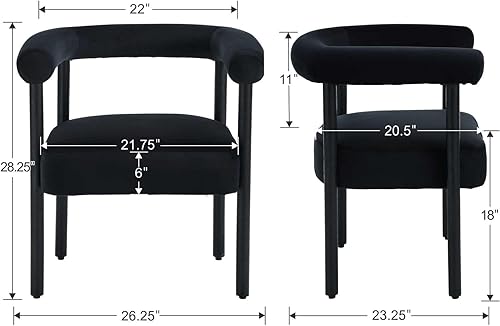 Miniatura 9 de LIVINOVA Juego de 2 sillas de comedor modernas de mediados de siglo, sillas tapizadas de cocina y comedor con brazos, sillas decorativas de lino de