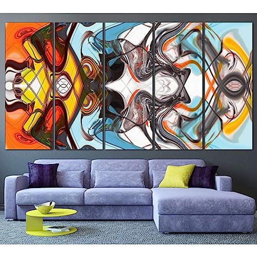 Cuadro en lienzo abstracto colorido №787 de 5 paneles modernos 150x75 cm