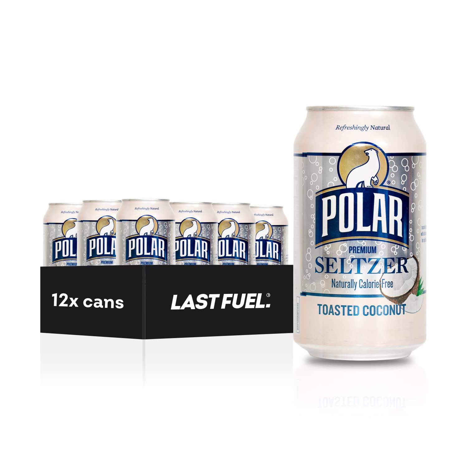 Polar Seltzer Water, Toasted Coconut, 12 fl oz cans, 12 pack - By LastFuel.