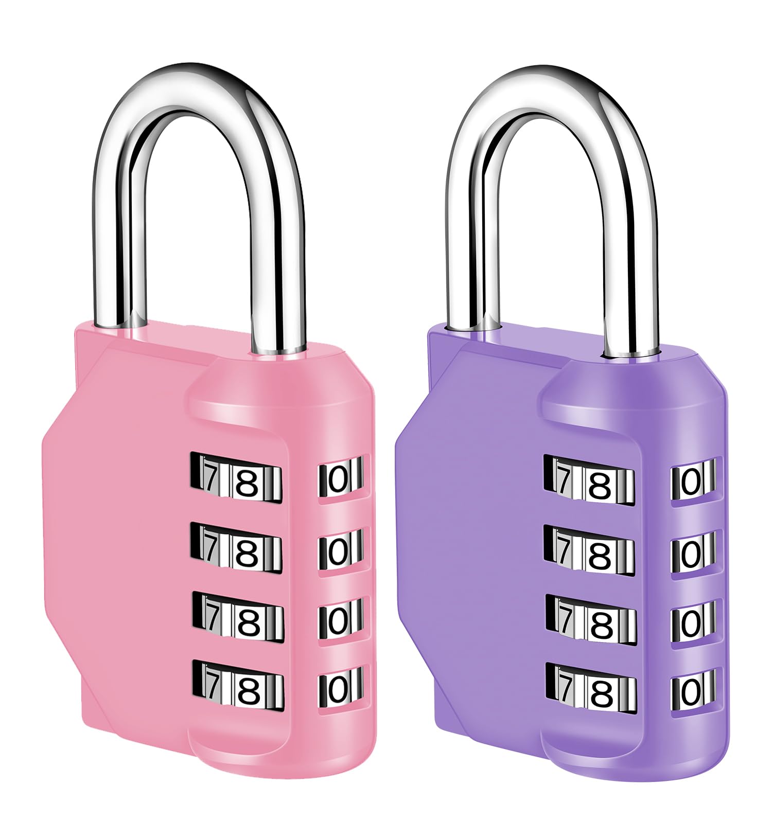 NAGE Padlocks with Code 4 Digit, Combination Padlock for (2P, Pink&Purple)