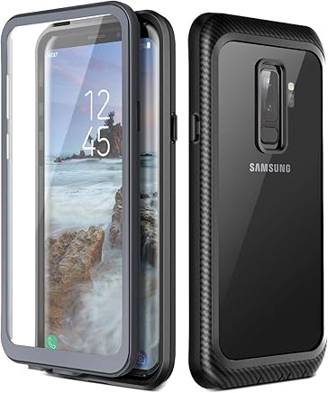 Prologfer Funda para Samsung Galaxy S9 Plus 360 Grados Transparente Carcasa Resistente con Protector de Pantalla incorporada Prueba de Golpes y Suciedad Cover para Samsung Galaxy S9 Plus Negro
