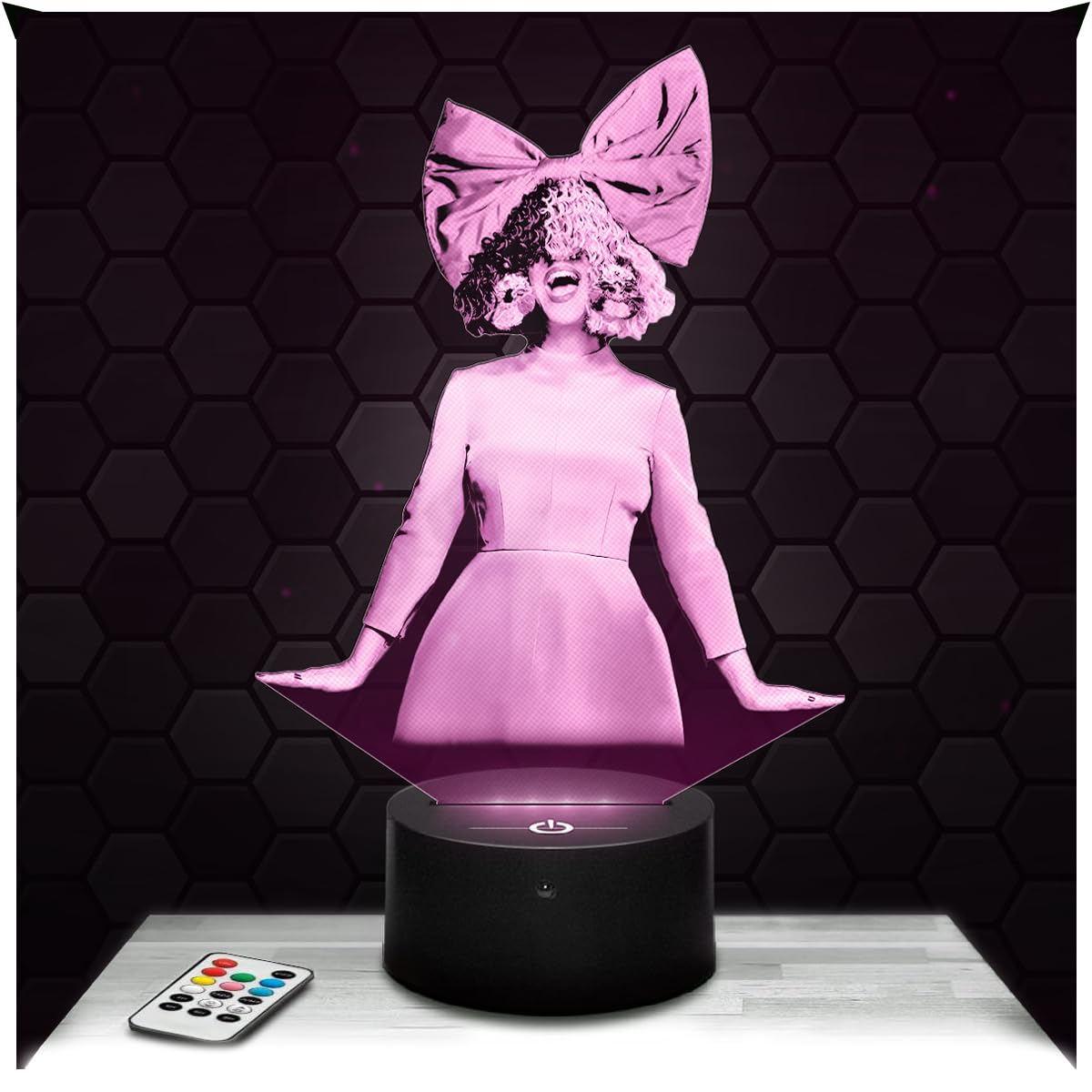 Lampephoto.fr - Sia 3D Lamp, Night Light 3D LED Illusion Lamp, Australian Singer, Gift idea for Boys and Girls, Night Light for Children's or Adult's Bedroom, Gifts Merchandising