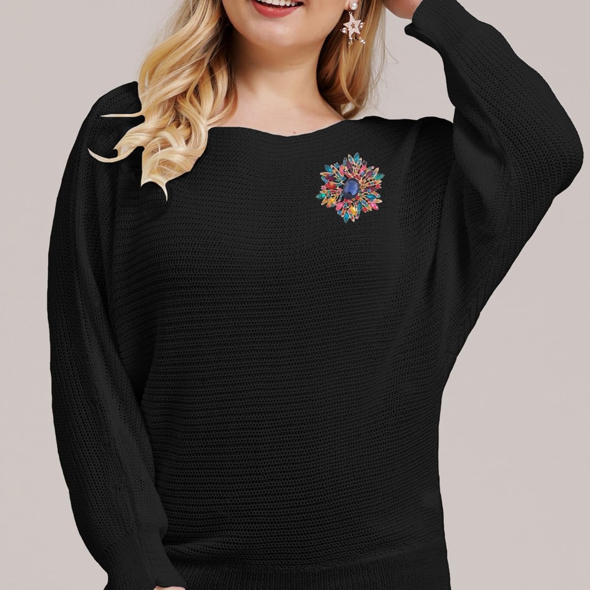 YOQUCOL Sunflower Shape Crystal Big Large Heavy Brooch Pin Rhinestone Scarf Decoration Corsage Cloth Pin for Women Girls - Image 3