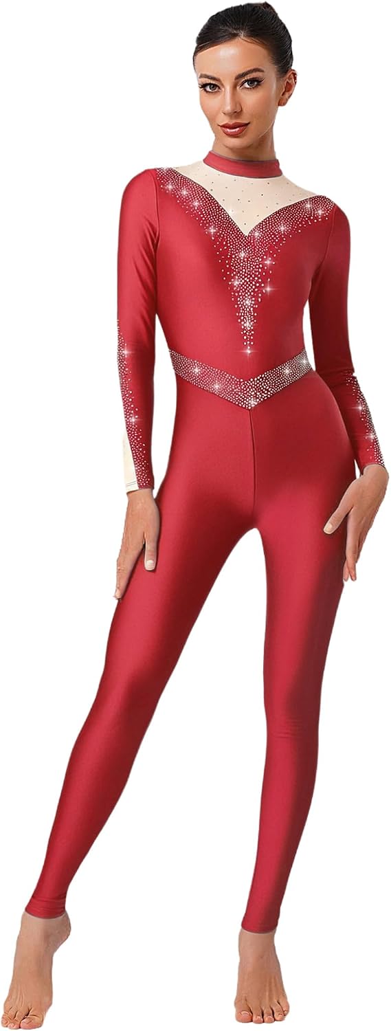 Women's Gymnastics Dance Unitard Full Body Jumpsuit Figure Skating Jumpsuit Bodysuit Catsuit