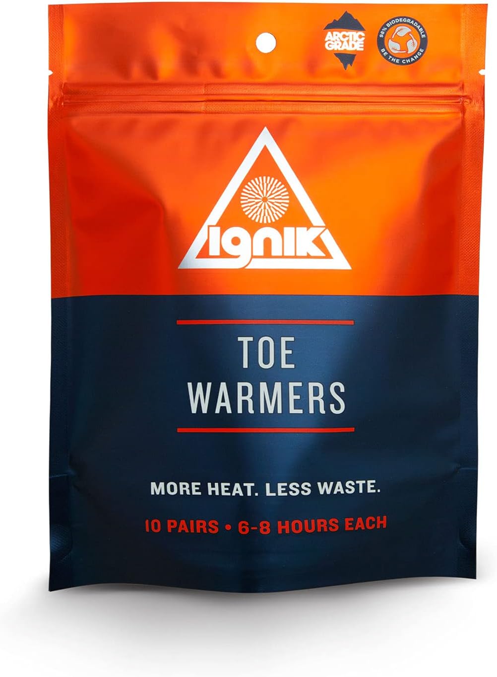 Ignik 8-Hour Compostable Toe Warmers with Resealable AirBarrier Pouch