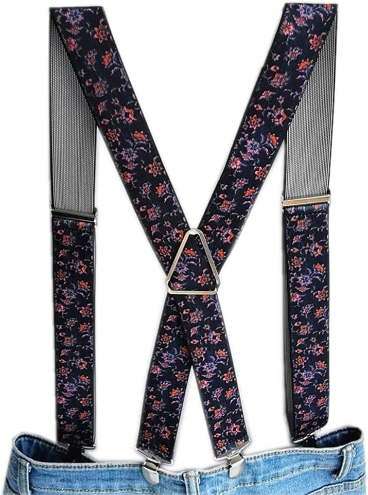 Peony FLower Print Suspenders Men Boys X Back WomenBraces Skirt Pants Holder Match Shirt Adult Suspender