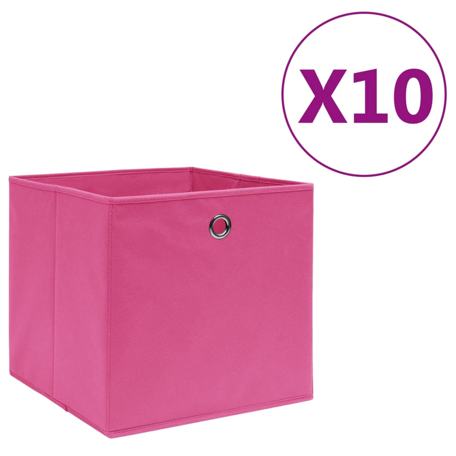 Tidyard 10 STK. Aufbewahrungsbox Zusammenklappbar Spielkiste Regalkorb Faltkiste Korb Kinderbox Faltbox Box Kiste Vliesstoff 28x28x28 cm Rosa