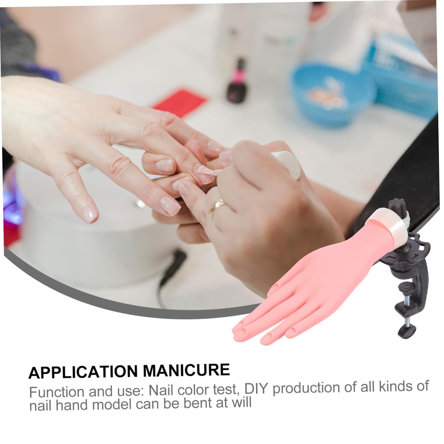 Bendable Nail Art Practice Hand Model with Bracket Realistic Simulation Skin Color Fake Mannequin for Manicure Training Suitable for Beginners and Professionals Stable Nail Salon