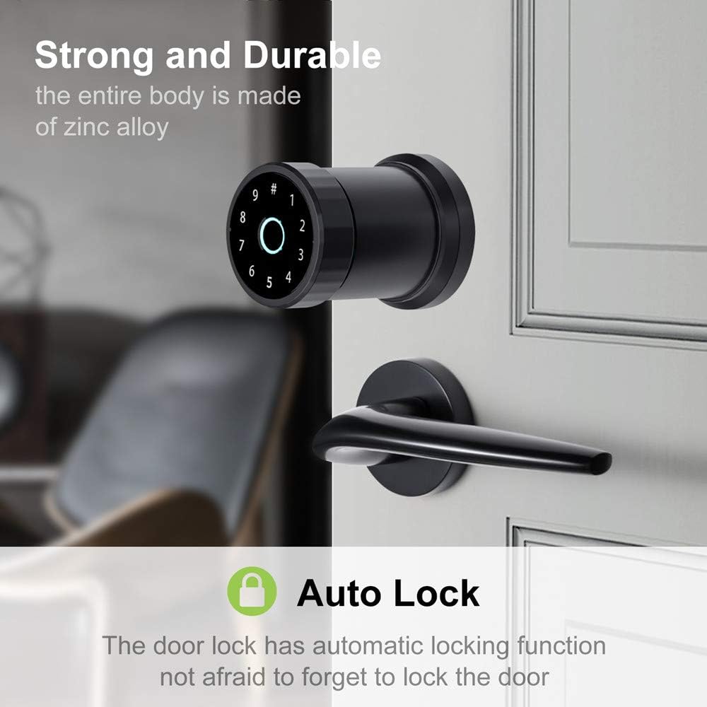 Hand entering a passcode on the smart lock's touchscreen