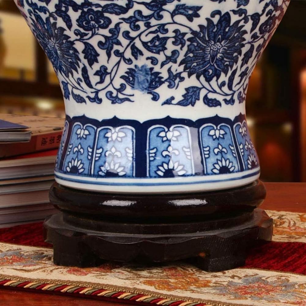 Vaso in ceramica blu, fiore DecoionLarge vasi da pavimento, vasi da fiori per vivere vasi in Cina Vaso in ceramica animale Decorazione in ceramica cinese Vaso in ceramica cinese Vaso blu e bianco Vaso