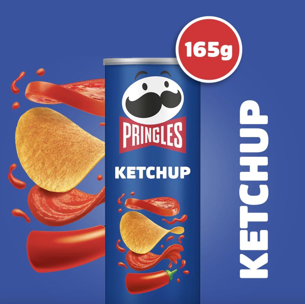 Pringles Ketchup (8 x 165 g) – der unwiderstehliche Snack-Klassiker in der praktischen Dose – knackige Chips mit Ketchup-Geschmack – Pop. Play. Eat.