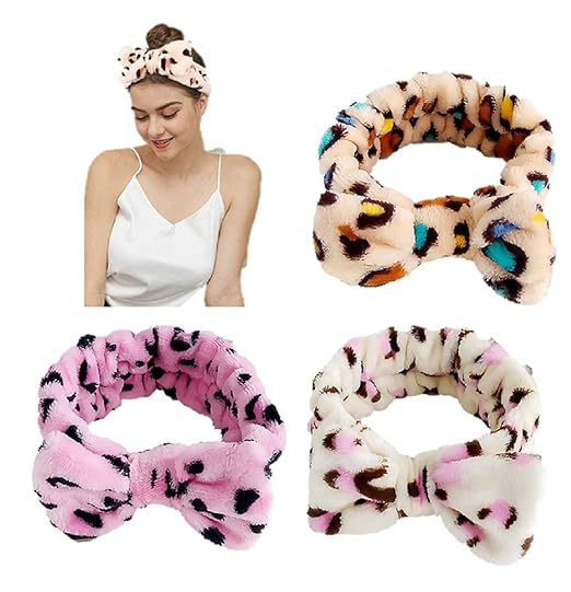 Proplady Stylish Combo (Set of 3) Super Soft Tiger Print Fur Bow Facial Head Band Hair Band Soft Head Wrap for Girls & Women