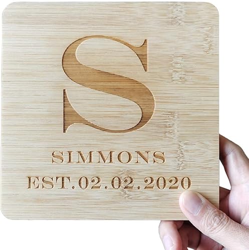 Miniatura 3 de Salvamanteles personalizados de bambú  6.3 pulgadas, salvamanteles grabados personalizados para platos calientes, ollas, sartenes, bandejas para