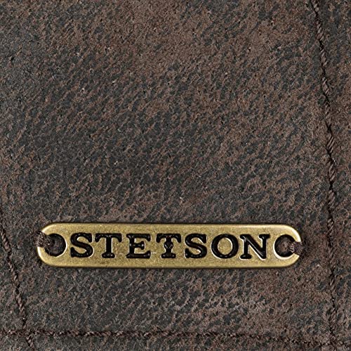 Stetson Madison Leather Flat Cap Men Brown 7 1/4-7 3/8 #TOP6