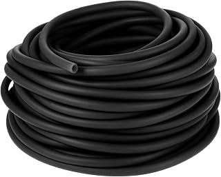 100 ft Latex Rubber Tubing 3/8 inch OD 1/4 inch ID Multicolor Natural Latex Tube Surgical Tubing Sling Rubber Band Fitness Hose, 1 Continuous Piece(Black)