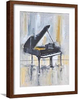 Wall Art Print PIANO IN GOLD #2 on Brown Frame by ALLAYN STEVENS, 16" x 20"