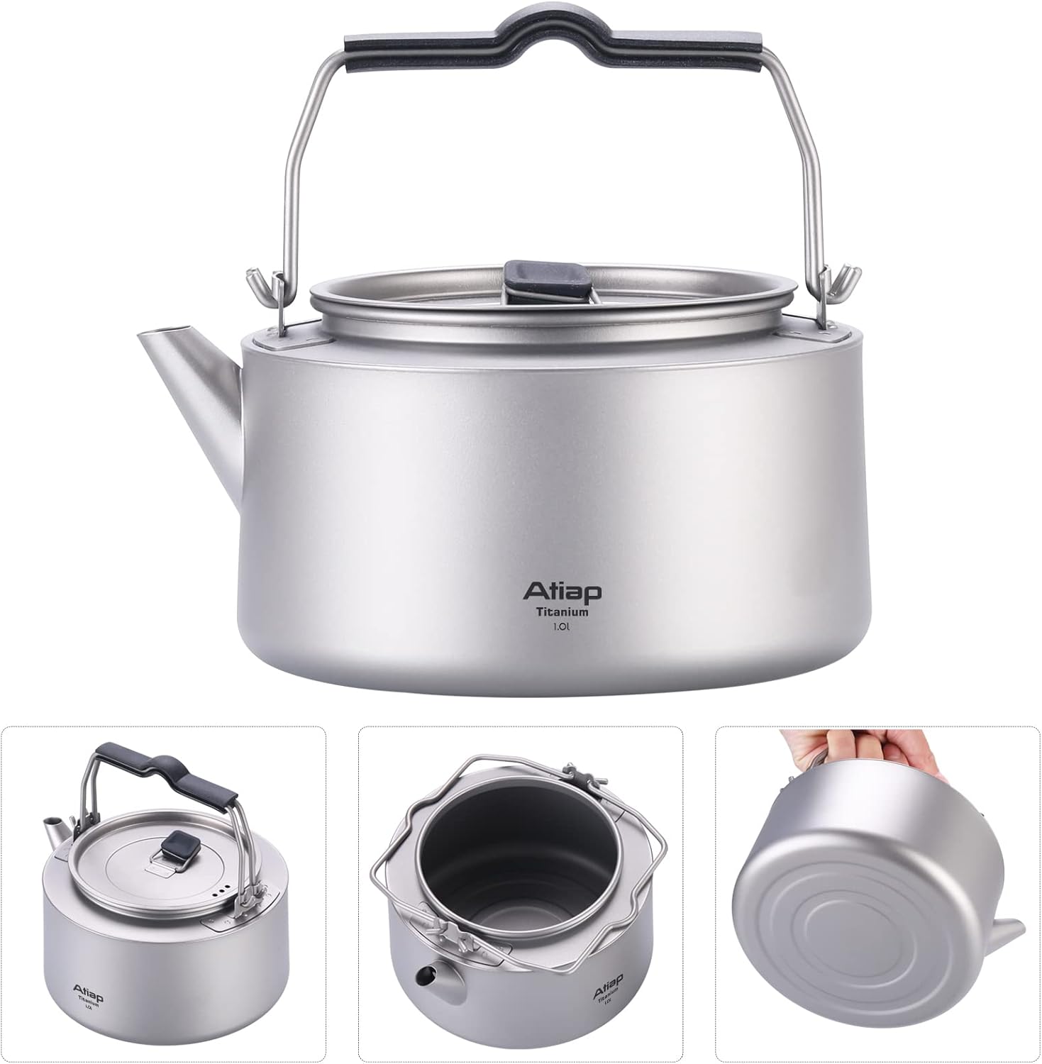 Titanium Kettle Coffee Tea Pot 0.6L/ 1L with Mesh Bag Portable for Outdoor Camping (Ta9082-1L)