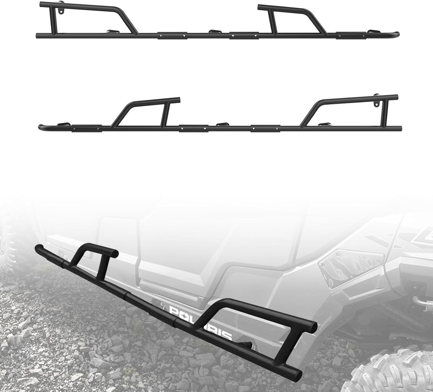 Nerf Bars Rock Sliders for Polaris General, Heavy Duty Steel Tube Side Bumper Combined Brush Guard Side Steps for Polaris General XP 4 1000 2017-2026 Accessories, Replace #2881992