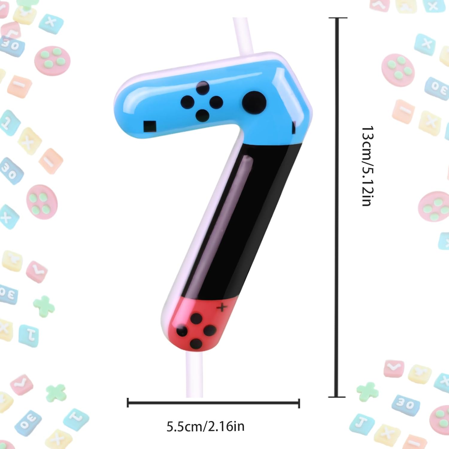 Gaming Candle,Level 10 Number Birthday Cake Candles,10 Birthday Decorations for Boys,10th Birthday Candle Gamepad Birthday Candles,Video Game Controller Themed Kids Birthday Party Supplies（Number 10 - Image 2